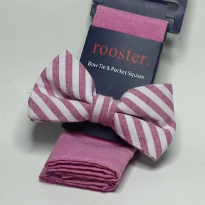 Rooster Men Bow Tie with Pocket Square Set 100% Cotton Ready To wear - Picture 1 of 6