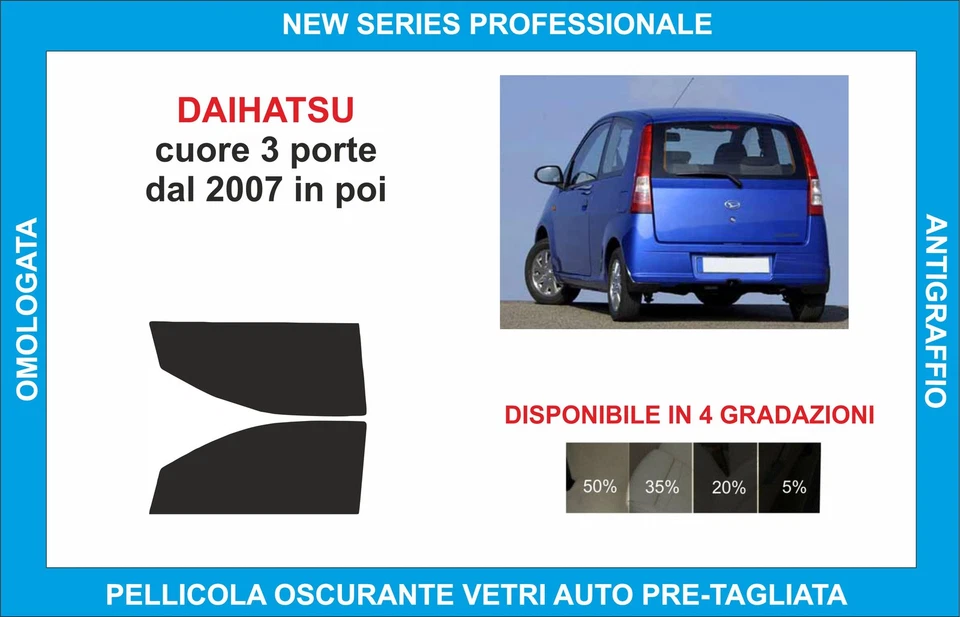 pellicole oscuranti vetri daihatsu cuore 3p dal 2007in poi kit anteriore - Imagen 1 de 1