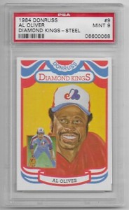 PSA 9 Al Oliver 1984 Donruss #9 Diamond Kings Perez-Steel Montreal Expos MINT