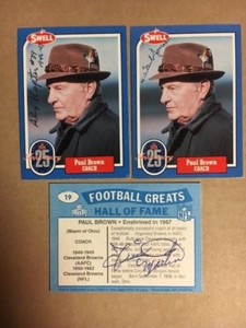 "Dub" Jones Cleveland Browns Signed Swell Paul Brown Coach Card COA