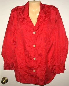 CHAPS - RED ON RED FLORAL - BUTTON FRONT PAJAMA TOP - XL - Picture 1 of 3
