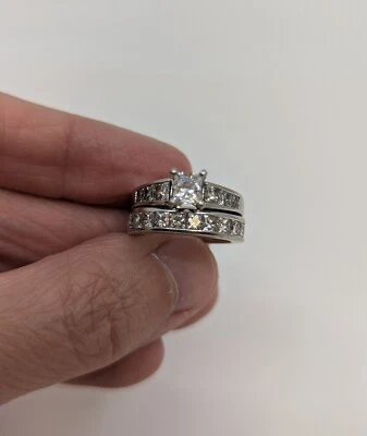 Leo 14K White Gold & Platinum Diamond Engagement Ring 14K White Gold Diamond Bnd - Image 1 of 4