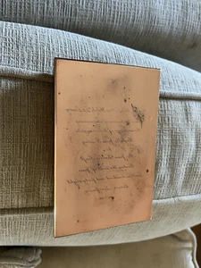 Vintage 1948 Copper Wedding Invitation Box 5 1/2” X3 5/8" Hinged Wooden Interior - Picture 1 of 5