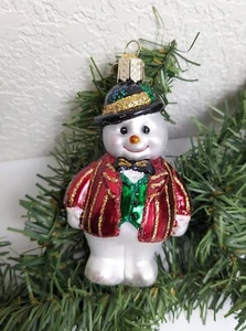 Muñeco de Nieve RETIRADO Antiguo Mundo Adorno de Navidad - Imagen 1 de 6