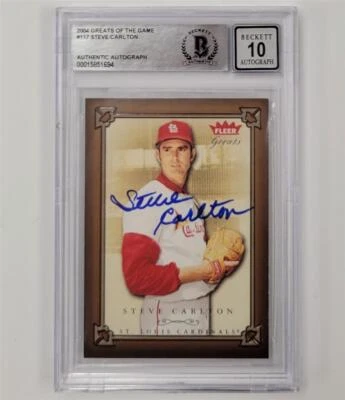 Steve Carlton signed 2004 Fleer Greats of the Game #117 card BAS 10 auto - Image 1 of 2