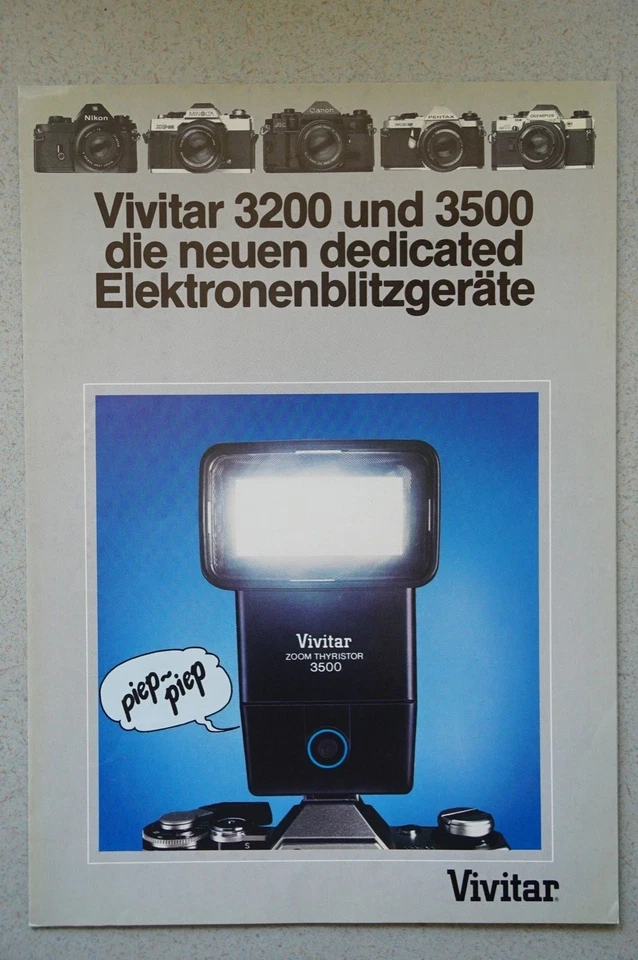 VIVITAR 3200 und 3500 Blitz, Klappprospekt DIN A4, 4 Seiten - Image 1 of 1