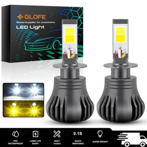 Strobe Flash H3 COB LED Fog Light Bulbs Lamp Kit 2400LM 2400LM White & Yellow - Picture 1 of 8