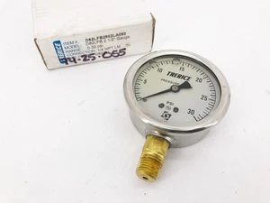 New Trerice D82LFB2502LA090 Gauge D82LFB 2-1/2" 0-30psi 1/4" NPT LM - Picture 1 of 4
