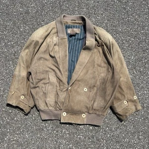Vintage Yves Saint Laurent Suede Leather Jacket Men’s 42 Brown Beige Lined Shawl - Picture 1 of 13