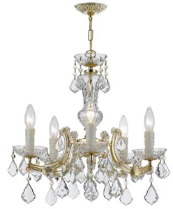 Crystorama 4376-GD-CL-MWP Maria Theresa 5-Light Hand Cut Crystal Chandelier - Picture 1 of 2