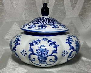 Festcool Tarro de jengibre con tapa de porcelana cerámica azul y blanco con forma de calabaza - Imagen 1 de 10