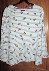 ladies white/turquois stripe,butterfly harbour top from Joules size 20 - Picture 1 of 2