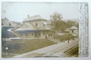 MILLERSBURG PA ANTIQUE REAL PHOTO POSTCARD TRAIN STATION railroad railway RPPC - Picture 1 of 2