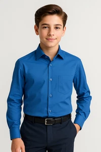 Boys Kids Flamingo Classic Formal Wedding Blue Shirt - Picture 1 of 4