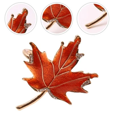  4pcs Maple Leaf porta tovagliolo tovagliolo fibbie anelli di tessuto decorativo - Immagine 1 di 4