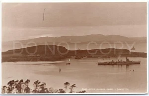 Antique Postcard Sunset Oban Scotland Ships Boats Military Naval - Picture 1 of 2
