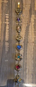 Vintage 1960er Victorian Revival Schiebe Charm 7,5" Armband - Bild 1 von 6