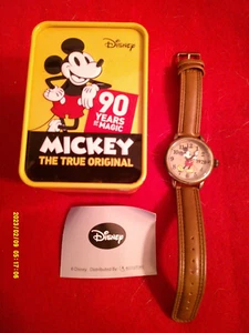 Disney Accutime Man's 1928 Mickey Mouse Bronze Tone Watch with Box MK5382B5 - Picture 1 of 5