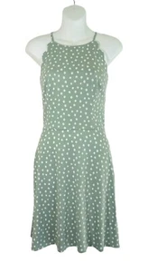 A Byer Dress Sleeveless A Line Knee Length Stretch Polka Dot Green Womens Jr L - Picture 1 of 10