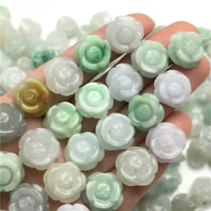 Accesorios florales de grado A cuentas sueltas de jade/jadeíta chino natural 10 un. - Imagen 1 de 8