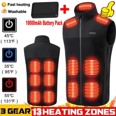 Heated Vest 13 Heating Zones With 10000mAh Battery Pack Electric Heating Vest US - Image 1 of 4