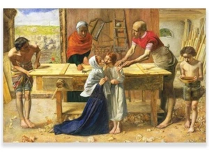 Christus im Haus seiner Eltern 14x20 Leinwandbild Poster John Everett Millais - Bild 1 von 3