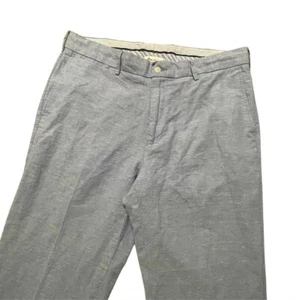 Peter Millar Crown Chino Pants Mens 34x28.5 Blue Glen Plaid Front Linen Cotton - Picture 1 of 11