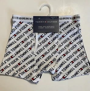 Tommy Hilfiger 2 pack Boys’ Boxer Briefs  Logo Size MEDIUM (8-10) White & Navy - Picture 1 of 4