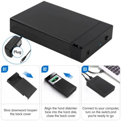 USB 3.0 zu SATA Festplattengehäuse Externes HD SSD HDD Gehäuse für 2,5”/ 3,5” - Bild 1 von 4