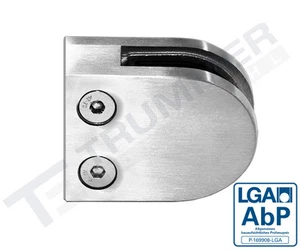 Glashalter Edelstahl 63x45mm Halbrund V2A Klemmhalter Glasklemme Geländer - Bild 1 von 8