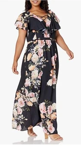 City Chic Women's Apparel Womens Floral Maxi Dress with Lattice Detail S XL (83) - Picture 1 of 2