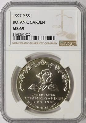 1997-P $1 Botanic Gardens Commemorative Silver Dollar NGC MS69 - Image 1 of 2