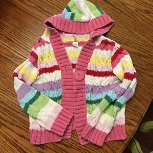 Carters Size 6x Girls Hoodie Sweater Jacket Colorful Stripes Thick - Picture 1 of 5