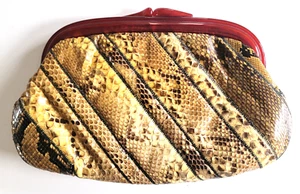 Cartera Varon vintage - Bolso de mano - Piel de serpiente - Mango de caparazón de tortuga - Imagen 1 de 4