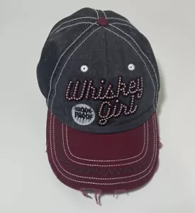 Shyanne Women’s Hat Whiskey Girl Distressed Grey Red Adjustable - Picture 1 of 6