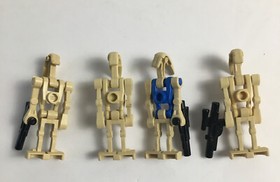LEGO Star Wars Clone Wars 3 BATTLE DROIDS + 1 PILOT Minifigure (Blue) Lot Of 4