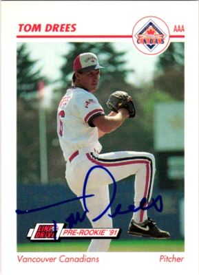 Tom Drees Signed 1991 impel Line Drive Pre-Rookie #631 Vancouver Canadiens - Image 1 of 2
