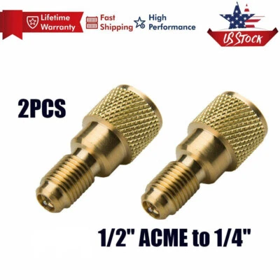 PRECISION AUTO LABS 2Pcs Brass Adapters 1/2" Female to 1/4" ACME Male Charging Hose to Vacuum Pump