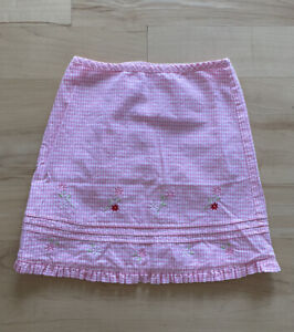 Laura Ashley Pink Gingham And Floral Skirt- Girls 4