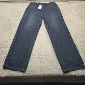 Drunknmunky Jeans Mens 36x34 Blue Denim Cotton High Rise Flat Front Straight Leg - Picture 1 of 12