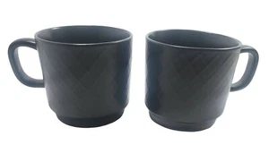 2 Starbucks 2013 Raised Diamond Textured Pattern Black Coffee Mug 12 oz "used" - Picture 1 of 10