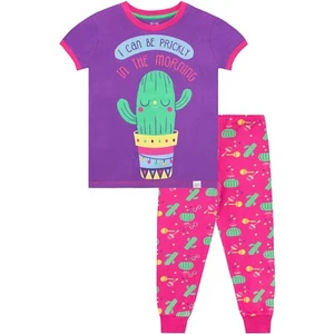 Mädchen Schlafanzug Loungewear Pyjama Set Schlafanzug 6 - 12 Jahre Lila Rosa Happy Cactus - Bild 1 von 7