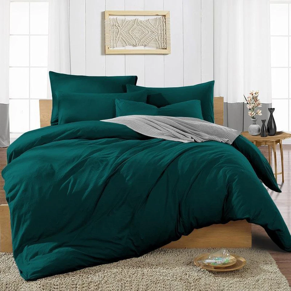 100% Cotton 1000TC Marvelous Duvet Collection Choose Item Teal Solid - Image 1 of 4