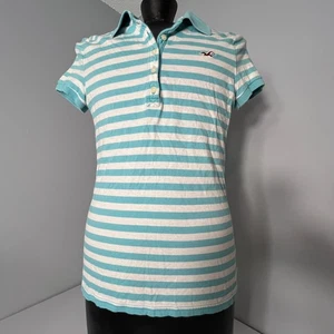 Camisa polo vintage Y2K Hollister para mujer mediana azul aguamarina logotipo gaviota preppy - Imagen 1 de 12