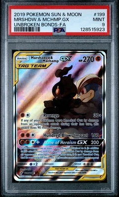 [PSA 9] Marshadow & Machamp GX 199/214 Unbroken Bonds Alternate Art POKEMON - Image 1 of 2
