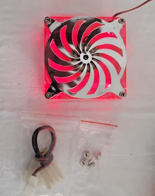 FUJIAN RED CASE FAN W/COVER, F802512SM 0.14AMP 12VOLTS CASE FAN W/2PIN CONVERTER - Image 1 of 4