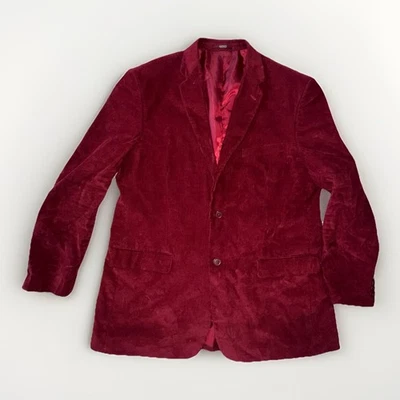 Adolfo Sz 46L Extra Slim Fit Velvet Burgundy Wine Red Blazer 100% Cotton - Image 1 of 4
