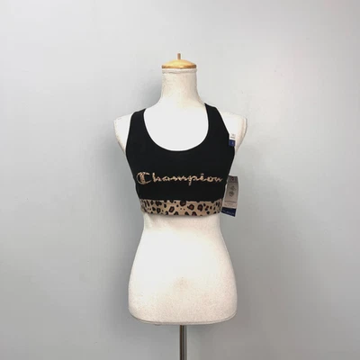 Champion Black & Brown Leopard Print Women's Size Large Sports Bra Racer Back - Image 1 of 4