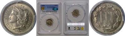 1880 Nickel Three Cent   PCGS MS-66  CAC - Image 1 of 3