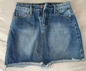 Girls Juniors SCISSOR Denim Blue Jean Skirt Size Medium - Picture 1 of 5